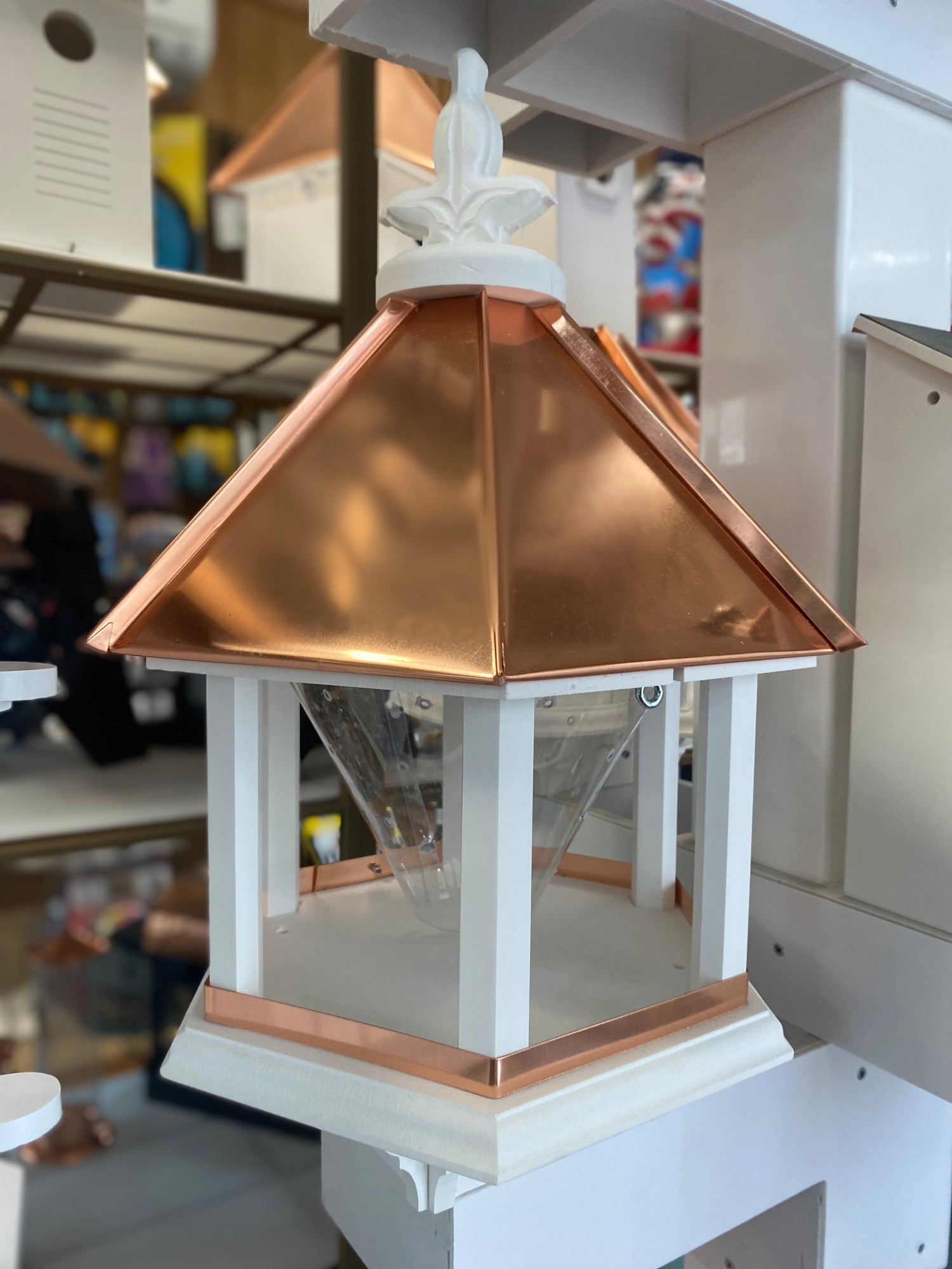 Copper Roof Bird Feeder with Seed Reservoir