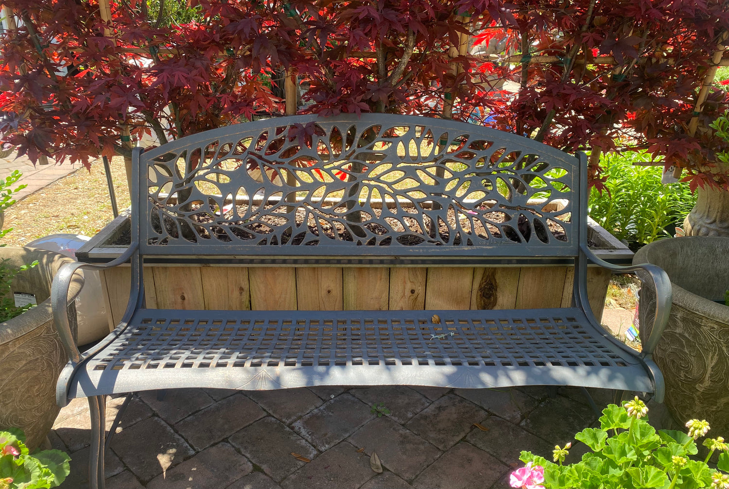 Leaf Back Cast Iron Garden Bench