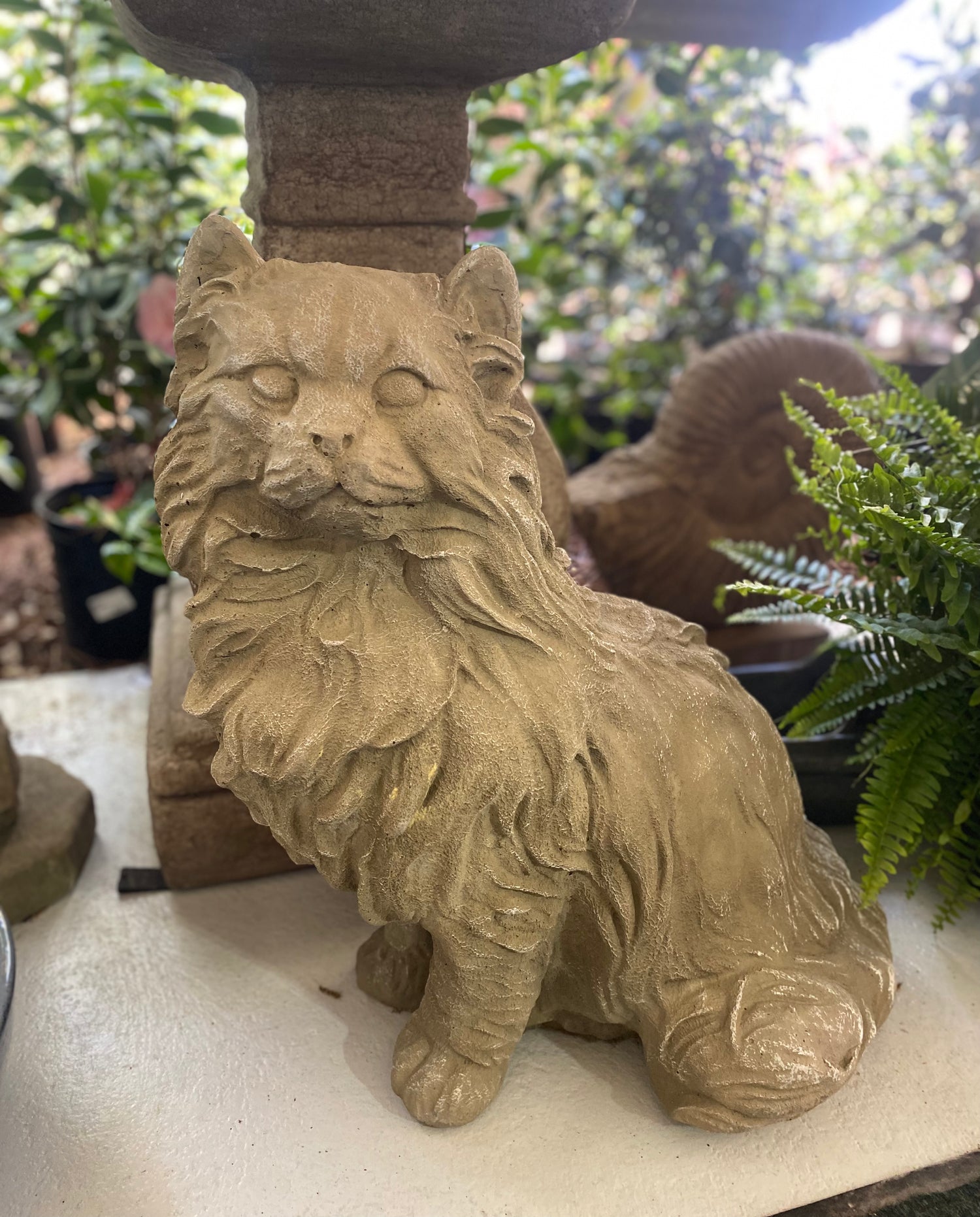 Regal Longhair Cat Statue