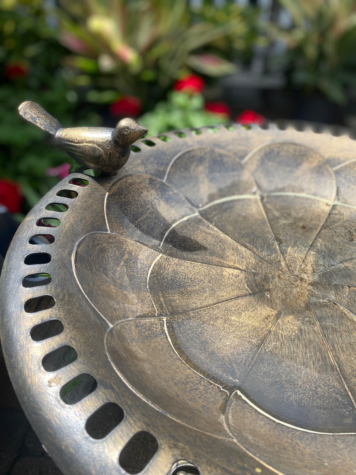 Vintage Bronze Bird Bath