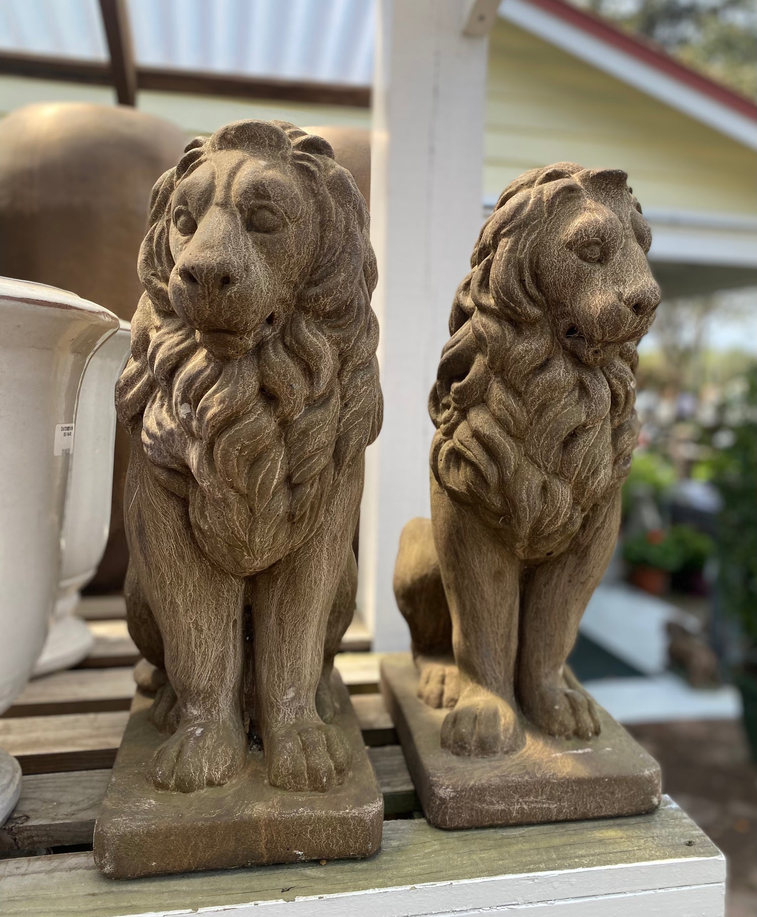 Regal Cast Stone Lion Statue