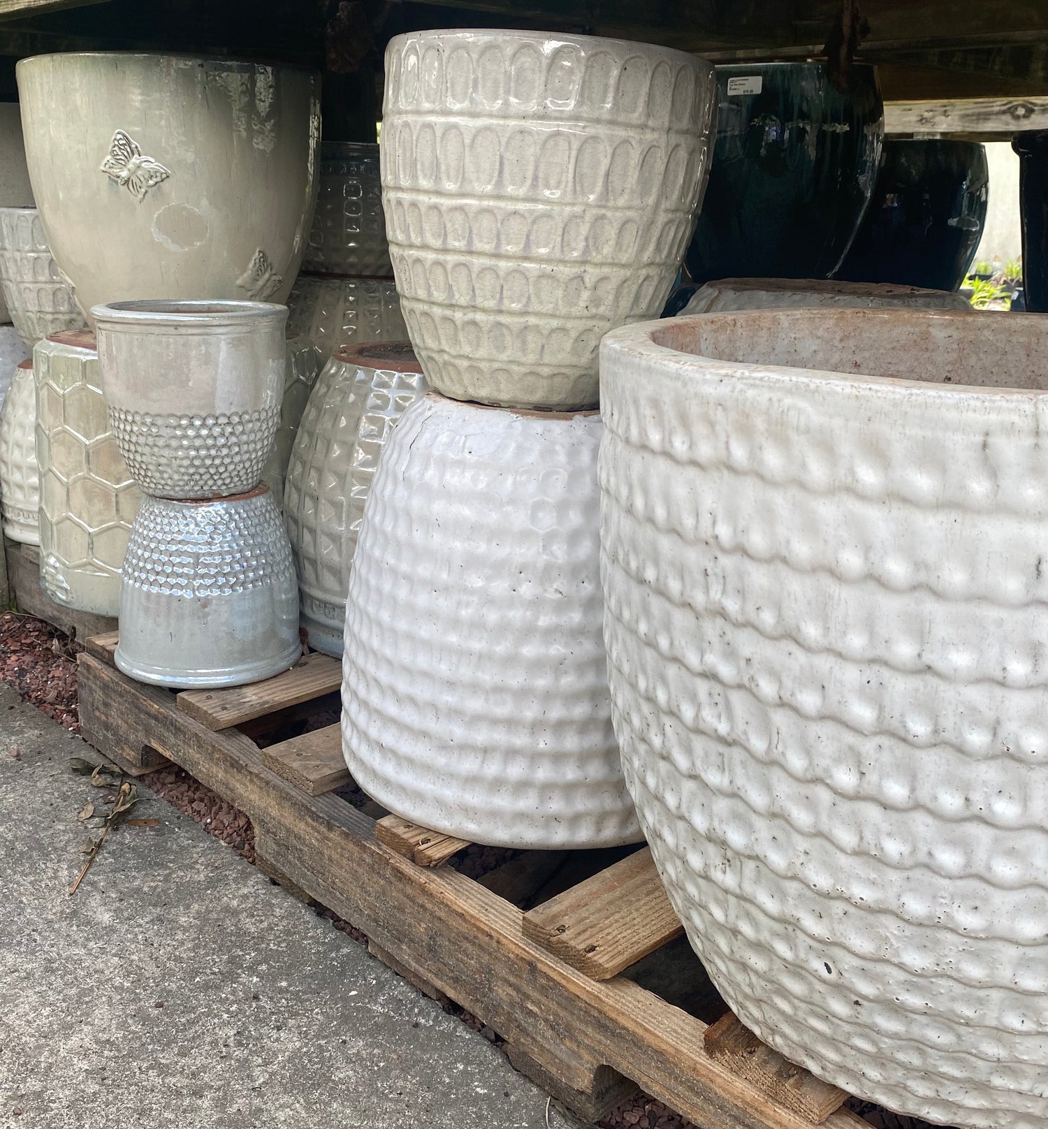 assorted pots white
