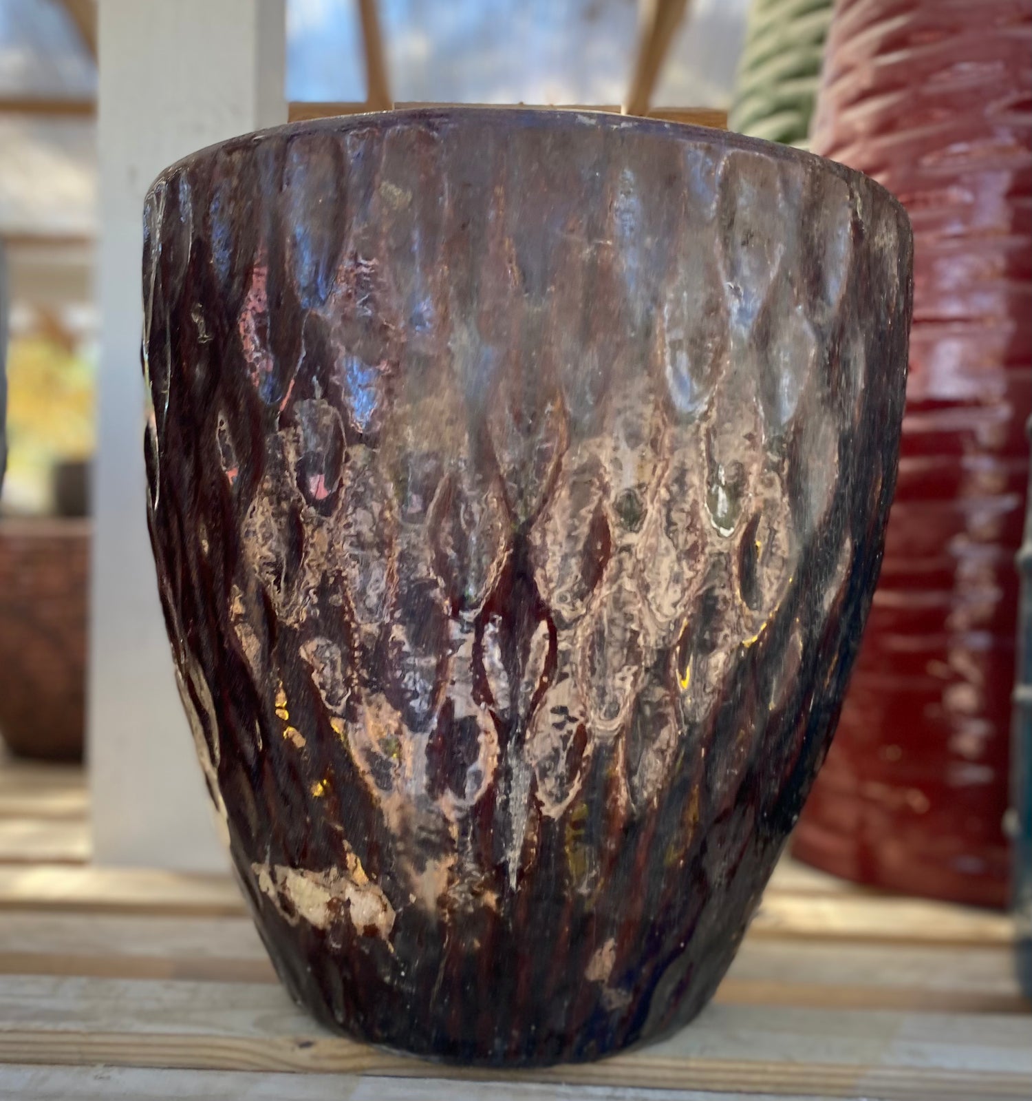 Molten Bark Glazed Planter