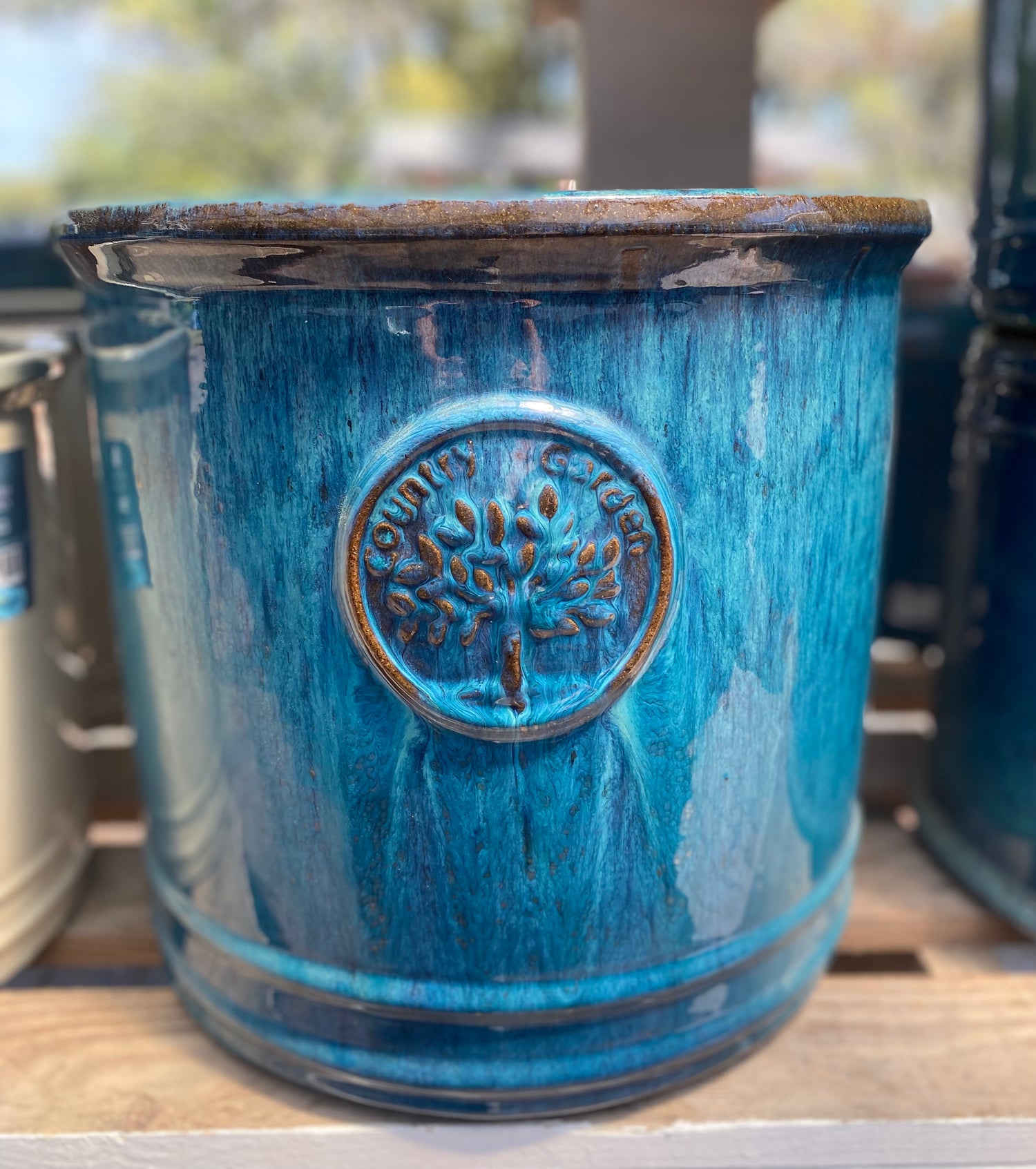 English Garden Glazed Planter - Blue Ridge