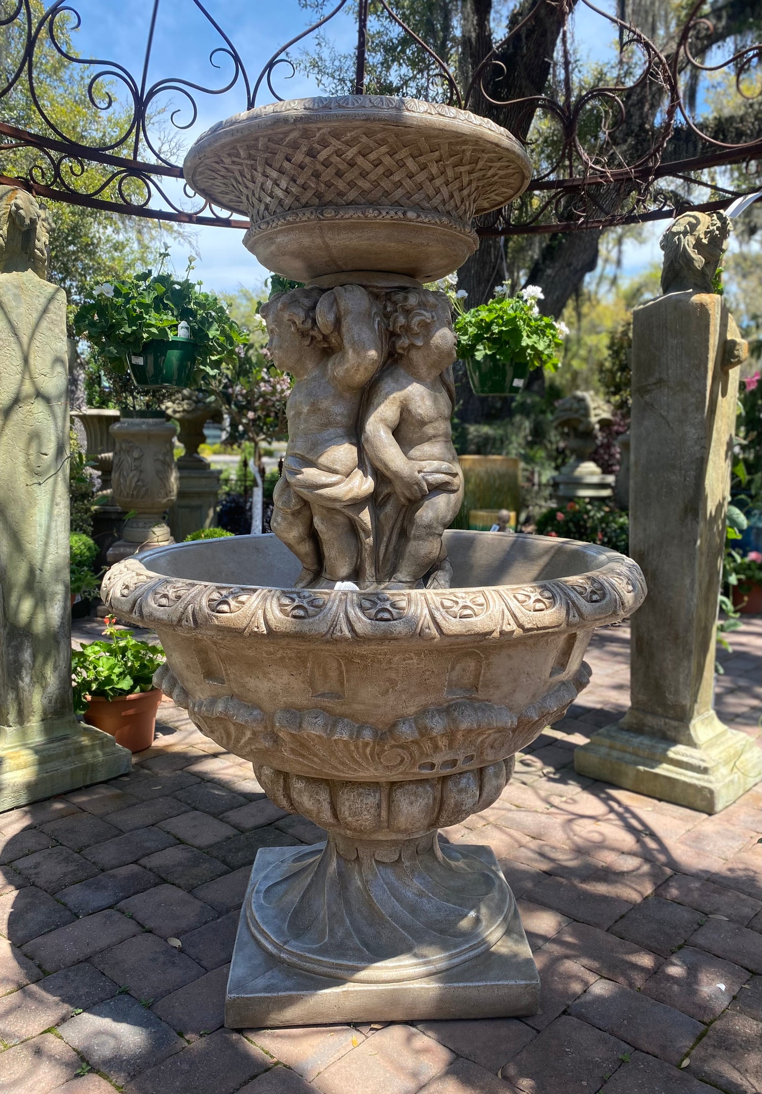 Antique Cherubs Fountain - Handcrafted Cast Stone