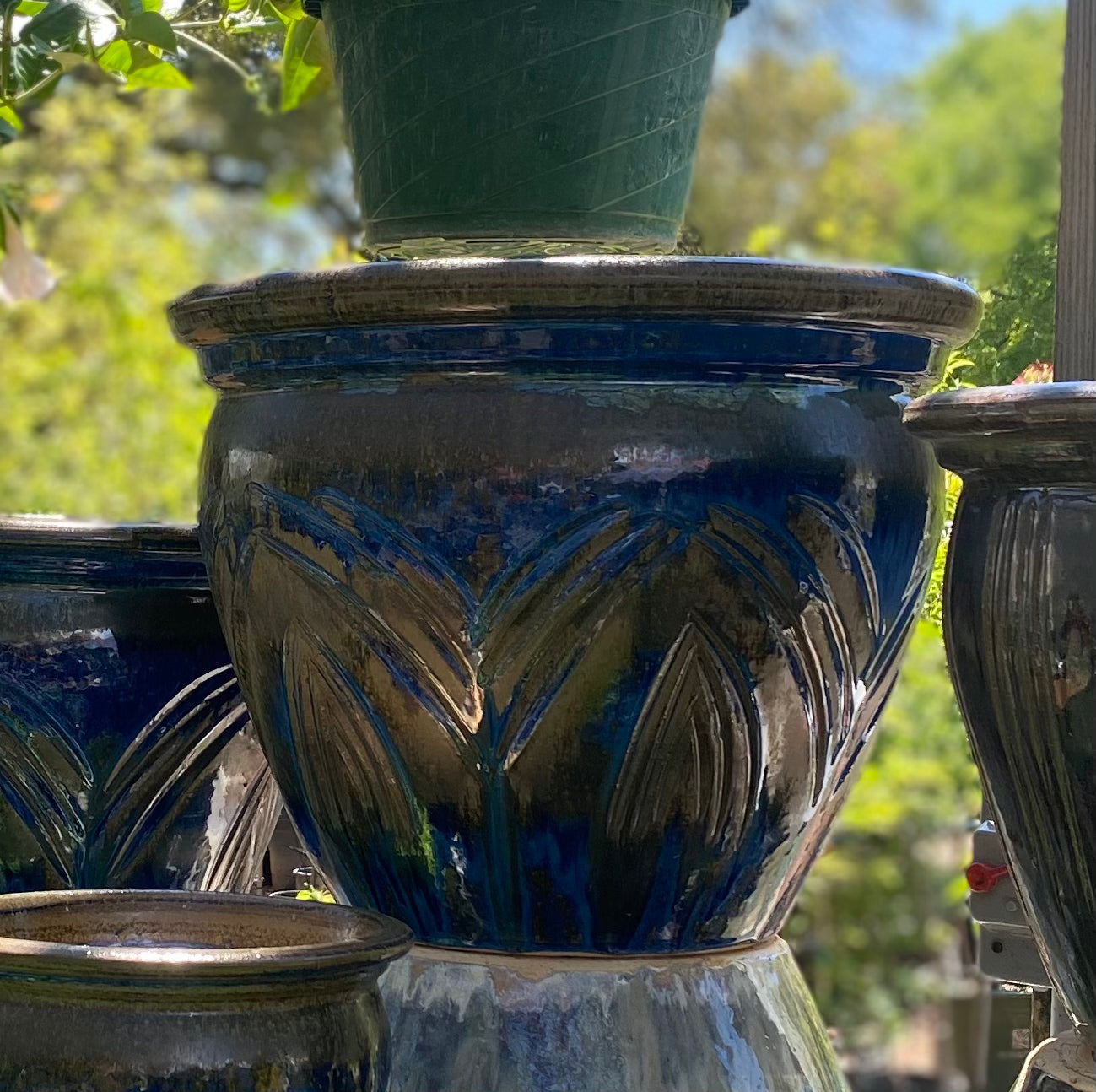 Midnight Palm Glazed Planter