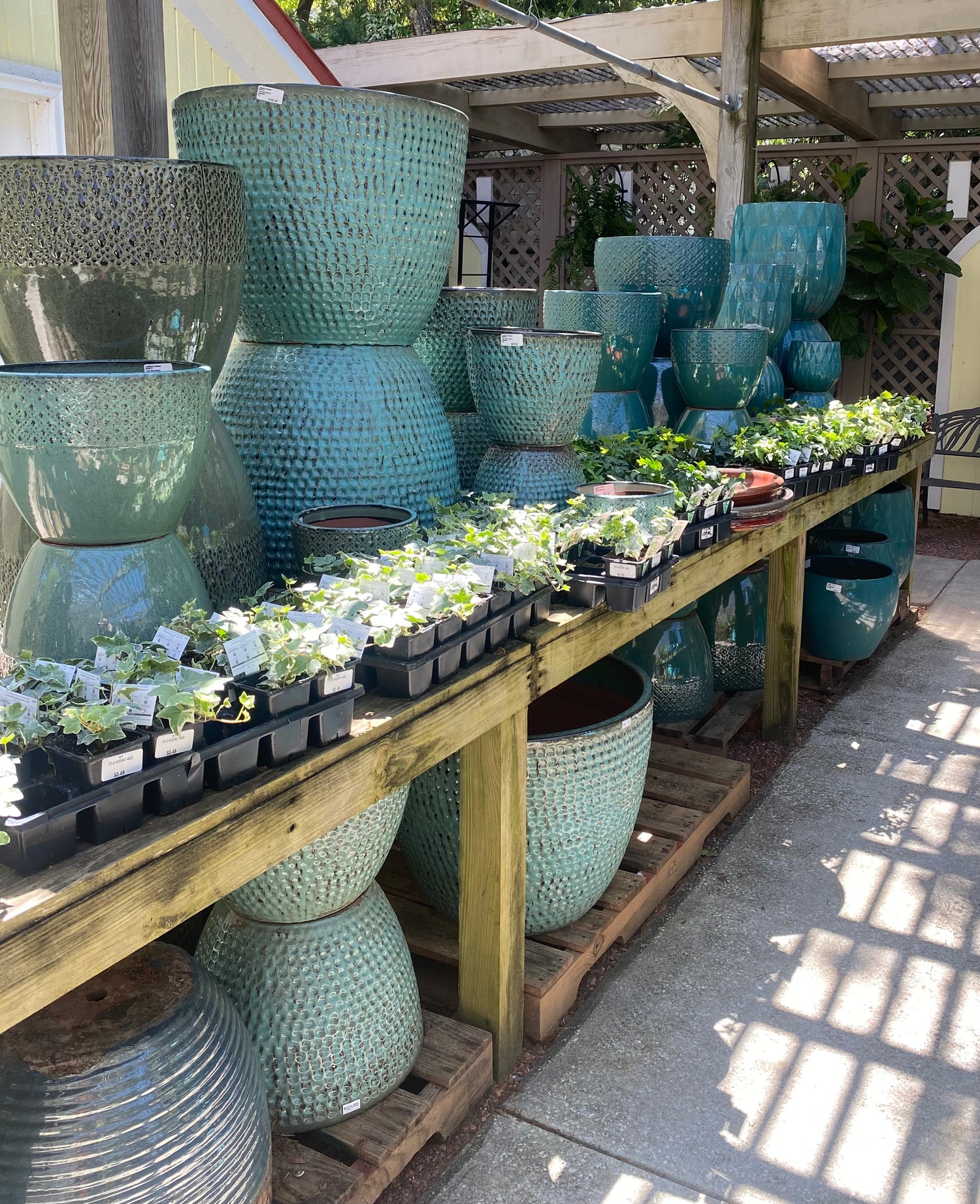Glazed Heavyweight Planters - Aqua Blue Textured Collection