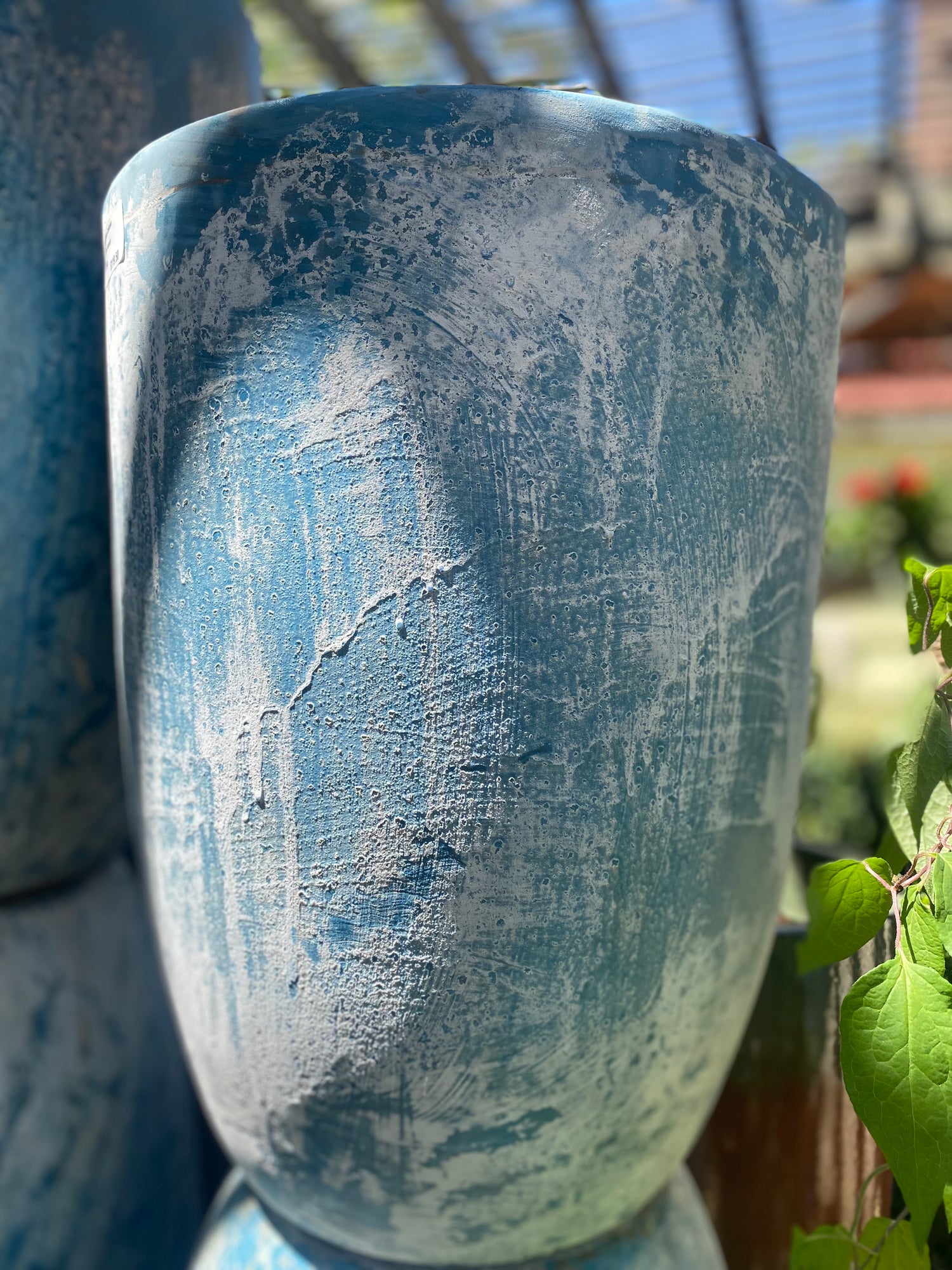 Oceanside Frost Glazed Stone Planter