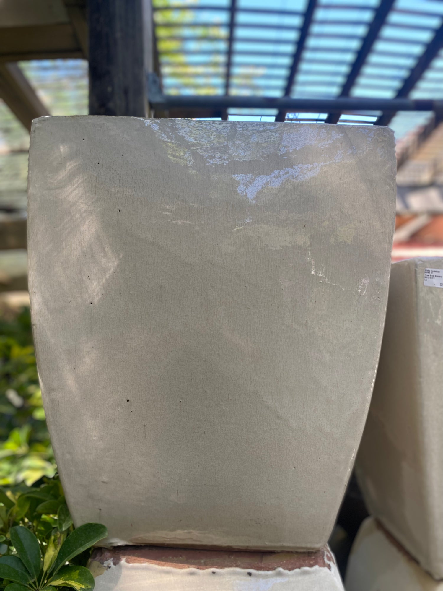 Ivory Glazed Square Tapered Planter