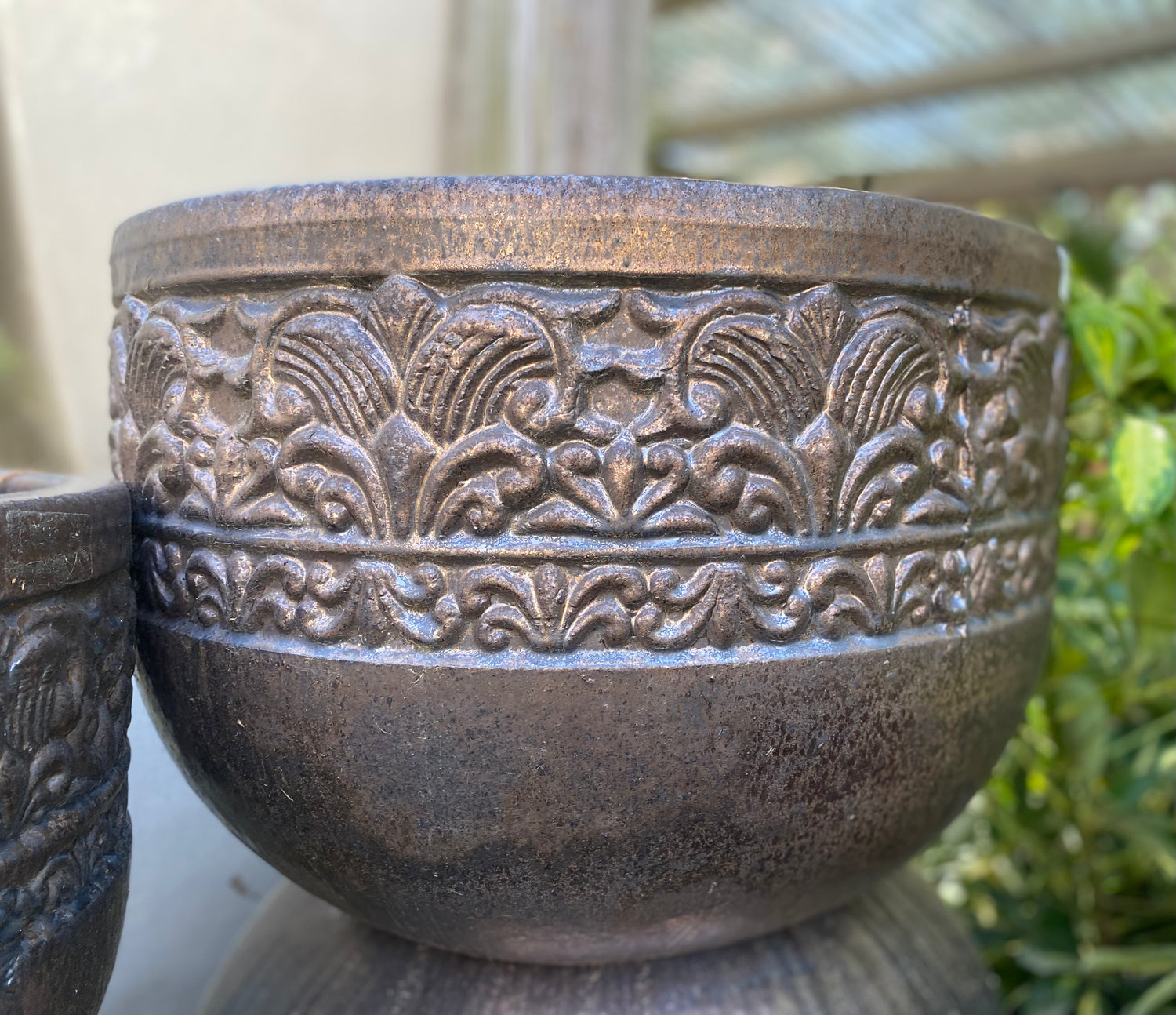 Antique Bronze Floral Planter
