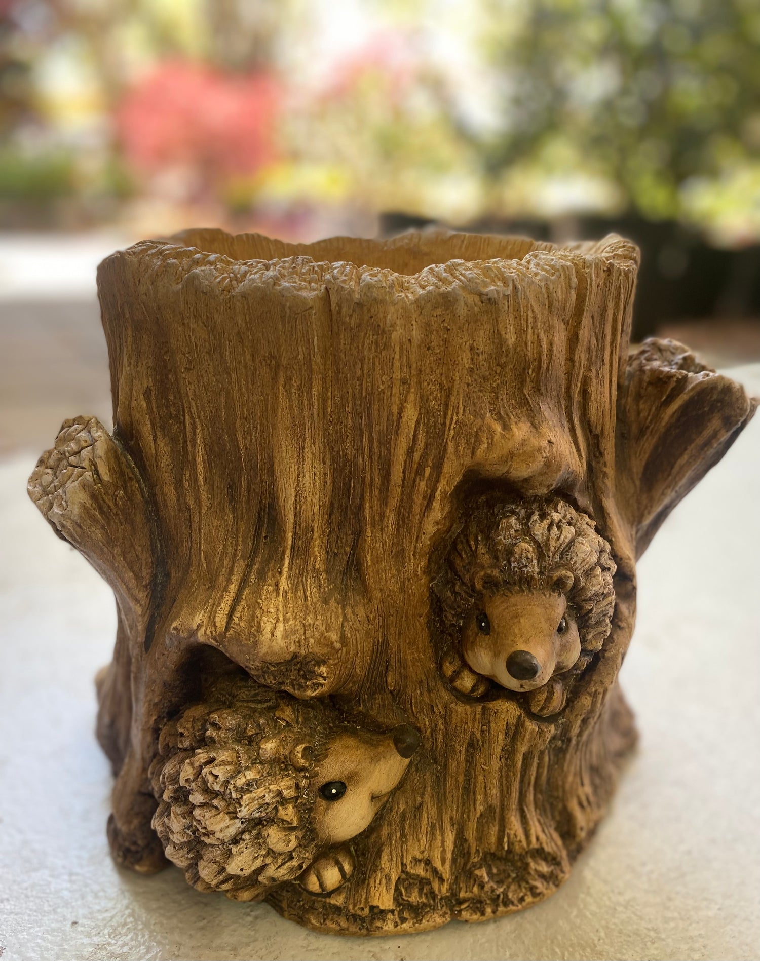 Woodland Hedgehog Stump Planter