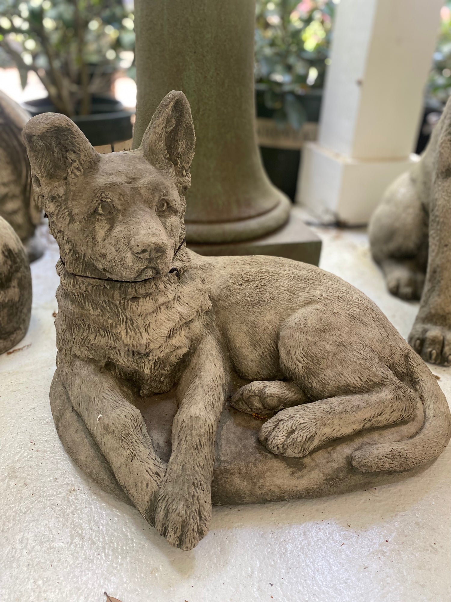 Shepard Pup Stone Garden Statue