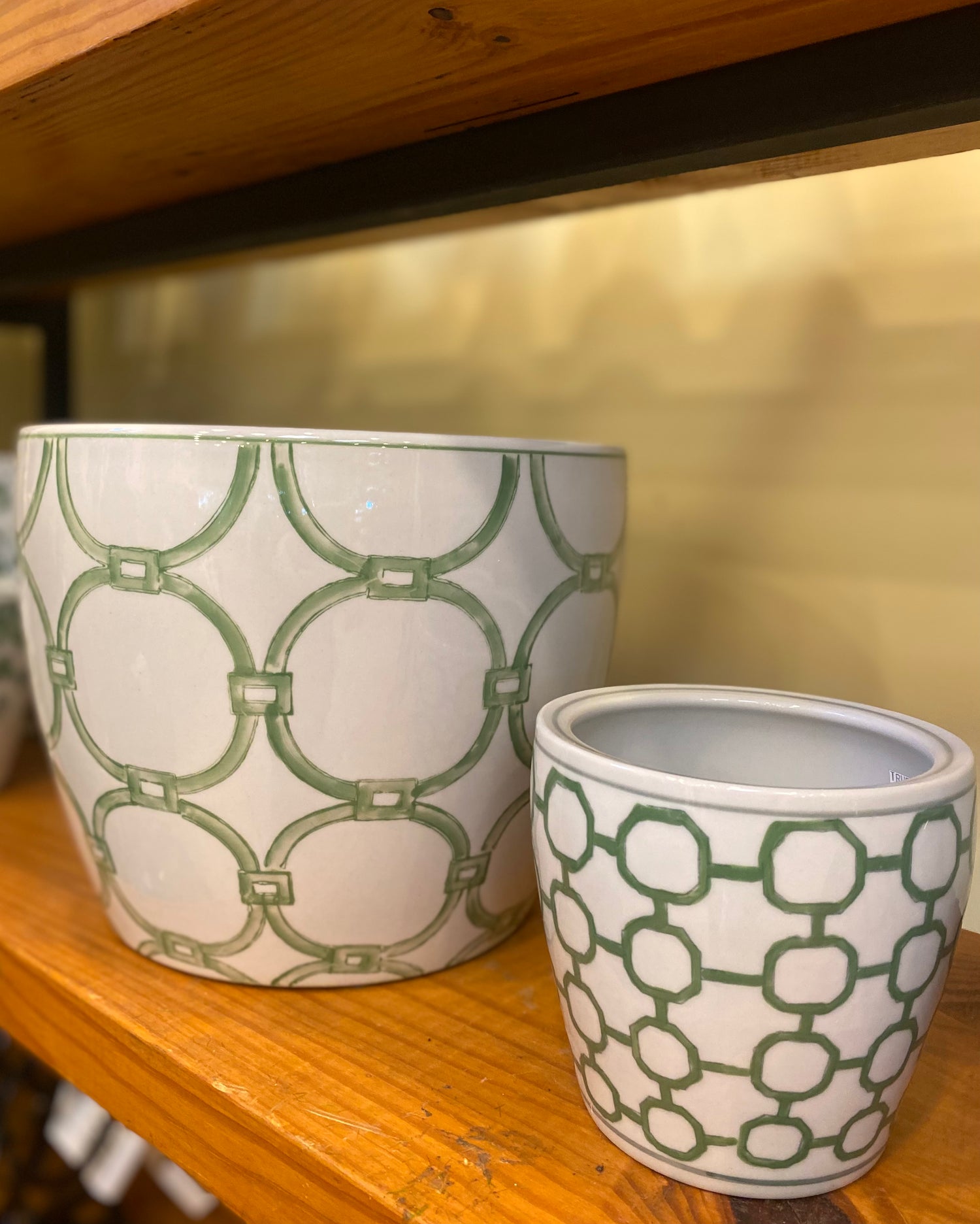 Green Lattice Ceramic Planters