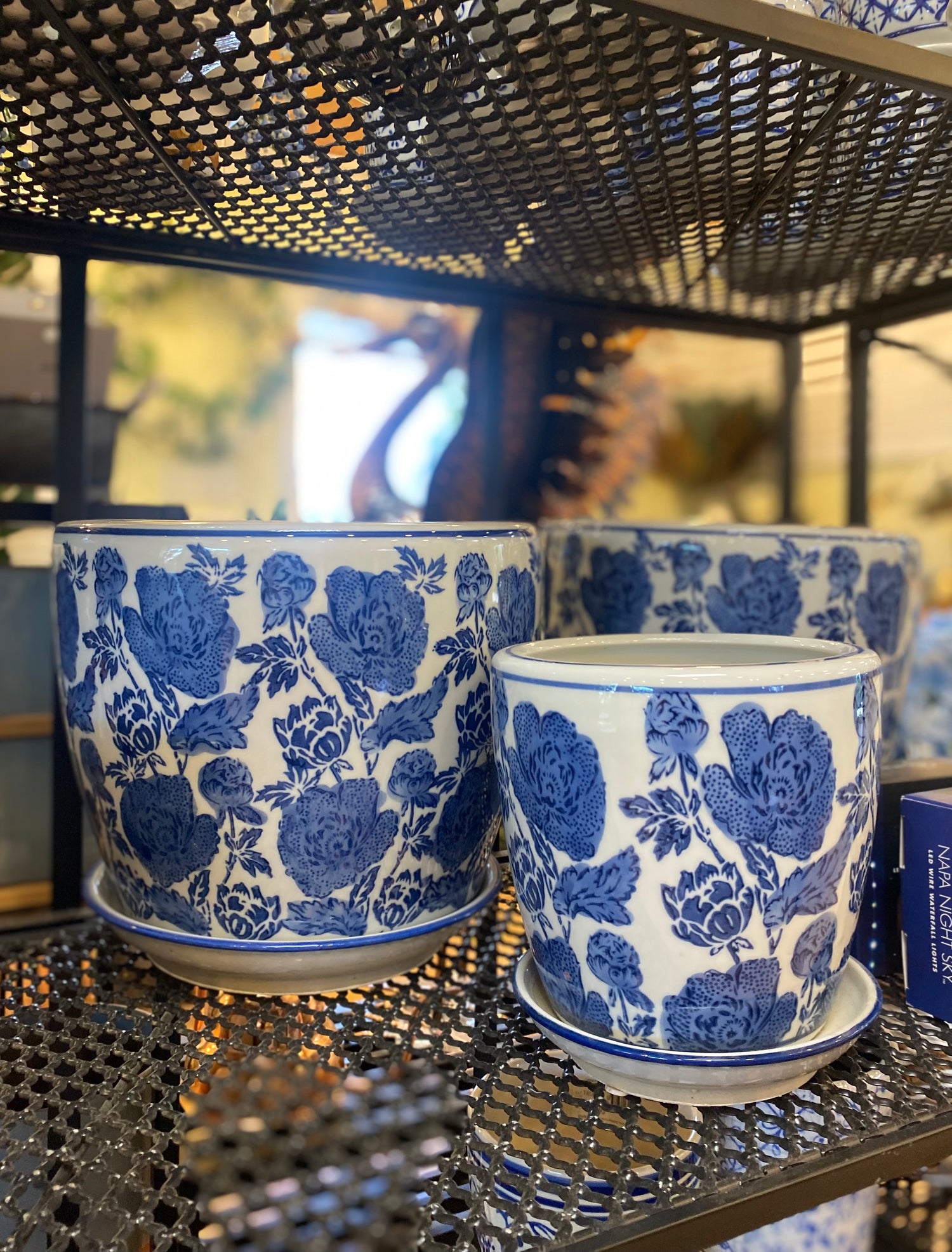 Blue & White Floral Ceramic Planters