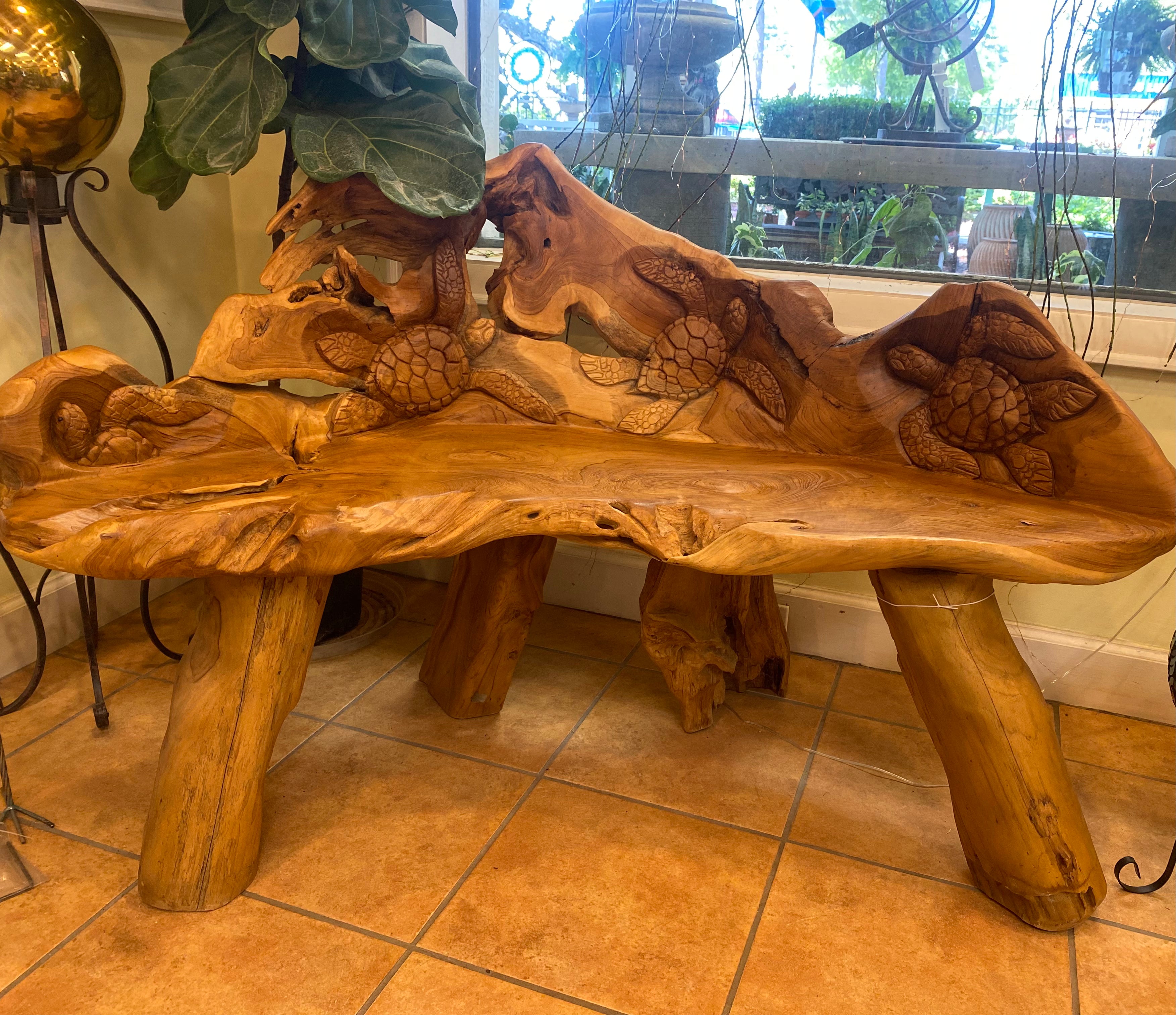Teak Turtle Beach Bench – True Blue Nursery