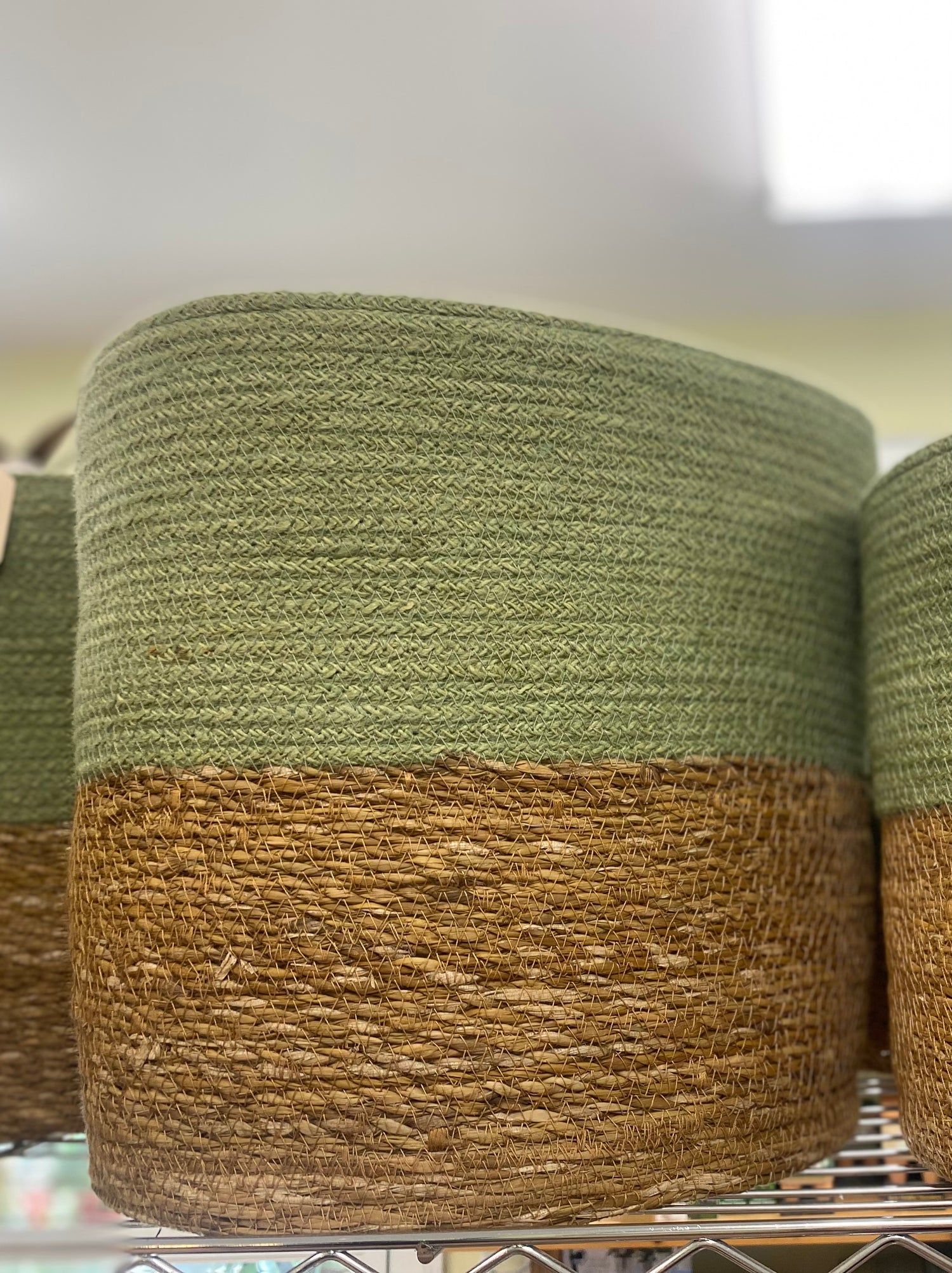 Two-Tone Seagrass and Cotton Basket